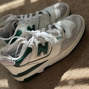 New Balance 550 White and Green Women's Shoes